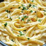 To create a delicious One-Pot Creamy Garlic Pasta, you will need the following ingredients: - 12 oz fettuccine pasta - 4 cups vegetable broth - 1 tablespoon extra virgin olive oil - 6 cloves garlic, finely minced - 1 cup heavy cream - 1 cup freshly grated Parmesan cheese - 1 teaspoon garlic powder - 1 teaspoon onion powder - Salt and freshly cracked black pepper, to taste - Fresh parsley, finely chopped (for garnish) - Red pepper flakes (optional) These ingredients come together to create a dish that is rich and comforting. The fettuccine absorbs the flavors of garlic and broth. The heavy cream and Parmesan add a creamy texture that makes this dish irresistible. To make this recipe, you'll need a few simple tools: - Large pot - Wooden spoon - Measuring cups and spoons These tools help you mix and cook the pasta evenly. A large pot allows the pasta to move freely, making sure it cooks perfectly. This dish is hearty and satisfying. Each serving has around 600 calories. Here’s a quick breakdown: - Carbs: 75g - Fats: 30g - Protein: 15g This pasta is rich in flavor and energy. It makes a great meal for any day of the week. You can find the full recipe above for exact measurements and steps. To start, let's focus on the garlic. Mincing garlic is key. Use a sharp knife and a cutting board. First, remove the skin from each clove. Then, chop the clove into small pieces. For finer bits, sprinkle some salt on it. This helps break it down more. Use the flat side of the knife to press down, then mince. You want it finely chopped, so it blends well in the sauce. Next, it's time to cook the pasta. In a large pot, heat your olive oil over medium heat. Add the minced garlic and sauté it for one to two minutes. Keep stirring to avoid burning. Then, pour in the vegetable broth and bring it to a simmer. Once simmering, add the fettuccine. Stir it to keep the pasta from sticking. Follow the package instructions for cooking time, roughly 10 to 12 minutes. Stir often to ensure even cooking. Now, let’s create the creamy sauce. Once the pasta is cooked al dente, lower the heat. Add in the heavy cream and grated Parmesan cheese. The cheese will melt and blend into the sauce. Mix it well until creamy. If the sauce feels too thick, add a splash of vegetable broth. This helps reach your desired consistency. Taste it and adjust the seasoning with salt and pepper. For a little heat, add red pepper flakes. Don't forget to let it rest before serving. This allows the sauce to thicken and coat every strand of pasta. You can find the full recipe [Full Recipe]. To boost the taste of your One-Pot Creamy Garlic Pasta, try these simple tips: - Fresh Herbs: Add fresh basil or thyme for a fragrant twist. - Cheese Variety: Combine Parmesan with Pecorino Romano for a sharper flavor. - Citrus Zest: A bit of lemon zest adds brightness to the dish. - Heat: Adjust the red pepper flakes to suit your spice level. These tips help you create a dish that fits your taste perfectly. Here are some easy ways to keep your pasta from sticking: - Use Plenty of Liquid: Always ensure there is enough broth in the pot. - Stir Often: Stir the pasta every few minutes while it cooks. - Add Oil: A splash of olive oil in the pot can reduce stickiness. - Don’t Overcrowd: If you double the recipe, cook in batches for best results. Following these tips will make your pasta silky and smooth. One-Pot Creamy Garlic Pasta pairs well with many dishes: - Salad: A fresh green salad with a light vinaigrette is perfect. - Bread: Serve with garlic bread or a crusty baguette for dipping. - Protein: Grilled chicken or shrimp on top adds protein and flavor. - Wine: A crisp white wine like Sauvignon Blanc complements the dish nicely. These ideas will enhance your meal and impress your guests. {{image_4}} You can add protein to your creamy garlic pasta for a heartier meal. Some tasty options include: - Chicken: Cooked, shredded chicken works well. Just stir it in when you add the cream. - Shrimp: Sauté shrimp until pink, then mix them in with the sauce. - Tofu: For a plant-based choice, use firm tofu. Cube it and sauté before adding. These protein options enhance the dish and make it more filling. Adding veggies boosts flavor and nutrition. Here are some great choices: - Spinach: Stir in fresh spinach at the end. It wilts quickly and adds color. - Mushrooms: Sauté sliced mushrooms with garlic for extra depth. - Peas: Frozen peas are easy to add. Just toss them in during the last few minutes of cooking. These veggies create a more vibrant dish while keeping it simple. You can easily make this dish dairy-free. Here are some swaps: - Heavy cream: Use canned coconut milk for a creamy texture without dairy. - Parmesan cheese: Nutritional yeast gives a cheesy flavor without the dairy. These alternatives keep the dish rich and satisfying while meeting dietary needs. For the full recipe, check out the detailed instructions above. For storing One-Pot Creamy Garlic Pasta, use airtight containers. Glass or plastic containers work well. Make sure to cool the pasta to room temperature before sealing. This helps keep it fresh and safe. Reheat your pasta slowly on the stove for the best results. Add a splash of vegetable broth or cream to keep it creamy. Stir gently over low heat until warm. You can also use a microwave, but add moisture to prevent drying out. Cover it to keep the steam in. To freeze One-Pot Creamy Garlic Pasta, portion it into freezer-safe bags or containers. Remove as much air as possible. This prevents freezer burn. When ready to eat, thaw it overnight in the fridge. Reheat gently, adding a bit of broth or cream to restore the creaminess. Enjoy this dish any time with easy prep! For the full recipe, check out the details above. To make this dish gluten-free, simply swap the fettuccine pasta with gluten-free pasta. Many brands offer great options made from rice or corn. Just check the package for cooking times. You can also use spiralized veggies, like zucchini, for a fresh twist. This keeps the dish light and tasty without gluten. If you run out of Parmesan cheese, try nutritional yeast. It gives a cheesy flavor without dairy. You can also use Pecorino Romano, which is similar but saltier. For a vegan option, try cashew cheese or a vegan Parmesan. These substitutes will keep your pasta creamy and flavorful. To reduce creaminess, cut back on the heavy cream. You can use half the amount and add more broth instead. This keeps the dish lighter without losing flavor. Another option is to add more veggies, like spinach or broccoli, to balance the creaminess with freshness. One-Pot Creamy Garlic Pasta is a simple and satisfying dish. We discussed key ingredients, kitchen tools, and nutrition. I shared steps to prepare and tips to enhance flavor. You learned about variations, storage, and reheating tricks. Cooking can be enjoyable and rewarding. Feel free to experiment with flavors and ingredients. Trust your taste buds, and create your perfect dish. Enjoy your cooking journey!