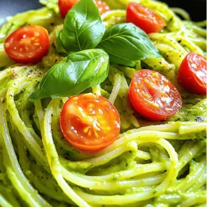 To make creamy avocado pasta, you need some key ingredients. Here’s what you’ll need: - 2 ripe avocados, pitted and peeled - 2 cloves garlic, finely minced - 1 tablespoon fresh lemon juice (about half a lemon) - 1/4 cup fresh basil leaves, packed - 1/4 cup grated Parmesan cheese (or nutritional yeast for a vegan option) - 1/2 teaspoon red pepper flakes (optional, for a spicy kick) - Salt and freshly ground black pepper to taste - 8 oz spaghetti or your preferred pasta (like fettuccine or penne) - 2 tablespoons extra-virgin olive oil - 1/4 cup cherry tomatoes, halved (for garnish) - Extra basil leaves for garnish These ingredients blend together to create a smooth and creamy sauce that coats the pasta perfectly. You can customize your creamy avocado pasta with optional ingredients. Here are some ideas: - Pine nuts or walnuts for crunch - Spinach or arugula for added greens - Lemon zest for extra freshness - Grilled chicken or shrimp for protein - Capers for a briny flavor Feel free to explore these options to make the dish your own! Creamy avocado pasta is not only tasty but also nutritious. Here’s a quick breakdown: - Avocados: Packed with healthy fats, fiber, and vitamins. - Garlic: Offers health benefits and adds flavor. - Basil: Contains antioxidants and is low in calories. - Parmesan cheese: Provides protein and calcium. This dish is a great way to enjoy a healthy meal while satisfying your taste buds. For the full recipe, check out the details above! First, grab a large pot. Fill it with water and add salt. Bring the water to a boil. Once the water bubbles, add your pasta. Cook it according to the package instructions, usually about 8-10 minutes for spaghetti. Stir the pasta often to prevent it from sticking. When it's done, save 1/2 cup of the pasta water. Drain the pasta and set it aside while you make the sauce. Now, take your food processor. Add the ripe avocados, minced garlic, and fresh lemon juice. Toss in the basil leaves and grated Parmesan cheese, too. If you like a little heat, add red pepper flakes. Don’t forget a pinch of salt and pepper. Blend everything until it’s smooth and creamy. If the sauce looks too thick, add a bit of the reserved pasta water until it’s just right. In a big mixing bowl, add the drained pasta. Pour the creamy avocado sauce over the pasta. Gently toss them together until every piece of pasta is covered. Drizzle the extra-virgin olive oil over the top. Toss again to mix everything well. Now, your creamy avocado pasta is ready to serve. Enjoy it with garnished cherry tomatoes and fresh basil leaves for a beautiful dish. For more detailed steps, check out the Full Recipe. To make the sauce just right, start with ripe avocados. They should feel soft but not mushy. When you blend the ingredients, you want a smooth and creamy texture. If the sauce is too thick, add small amounts of the reserved pasta water. Blend again until you reach your desired creaminess. This method helps you avoid a watery sauce. Remember, it's easier to add more water than to take it away. For a beautiful plate, use shallow bowls. Place the creamy avocado pasta in the center and top it with halved cherry tomatoes. Add fresh basil leaves on top for color. A sprinkle of extra Parmesan cheese can make it pop. You can also squeeze lemon juice over the dish right before serving for a fresh taste. This small touch adds a lot of flavor and makes your dish look fancy. One common mistake is using unripe avocados. They won't blend well and can taste bitter. Another error is not reserving enough pasta water. This water is key for adjusting the sauce. Overcooking the pasta is also a pitfall. Cook it just until al dente for the best texture. Finally, don’t forget to taste your sauce! Adjust the salt and pepper to make it perfect. For more details on the full recipe, check out the complete instructions. {{image_4}} You can easily make this dish vegan and dairy-free. Swap out the Parmesan cheese for nutritional yeast. Nutritional yeast adds a cheesy flavor without dairy. To enhance the creaminess, try adding a splash of unsweetened plant milk. You can also use tahini for a nutty twist. These options keep the dish rich and tasty. Want more flavor? Add fresh herbs like cilantro or parsley. They bring brightness to your pasta. For a kick, toss in some red pepper flakes. You can also use sun-dried tomatoes for a savory touch. Consider mixing in roasted garlic for a deeper flavor. These additions make the dish even better. While spaghetti works great, you can use other types of pasta. Fettuccine offers a wider base for the sauce. Penne captures more of that creamy goodness inside. For a gluten-free option, choose chickpea or lentil pasta. These options add protein and fiber to your meal. Each type of pasta can change the dish's feel and taste. To keep your creamy avocado pasta fresh, store it in an airtight container. Make sure to cool it first. Place it in the fridge and eat within two days. If you leave it too long, the avocado may turn brown. You can add a little lemon juice to slow this down. When you want to enjoy leftovers, reheating gently is key. Use the microwave on low power. Heat it in short bursts, stirring often. You can also warm it on the stove with a splash of water. This keeps the sauce creamy and prevents it from getting dry. If you have extra creamy avocado sauce, freezing is a great choice. Pour the sauce into ice cube trays. Once frozen, pop the cubes into a zip-top bag. When you need some sauce, just thaw a few cubes in the fridge or on the stove. This way, you can enjoy a quick meal anytime. For the full recipe, check out the link provided! Yes, you can make this dish ahead of time. Prepare the creamy avocado sauce and store it in the fridge. It keeps well for up to two days. When ready to eat, cook your pasta fresh. Mix the sauce with the hot pasta just before serving. This way, the sauce tastes fresh and creamy. You have great options if you want to skip Parmesan cheese. Nutritional yeast works well as a vegan substitute. It adds a cheesy flavor without dairy. You can also use pecorino cheese or a blend of your favorite hard cheeses. Each will give a unique taste to the dish. Yes, Creamy Avocado Pasta can fit into a gluten-free diet. Just swap regular pasta for gluten-free options. Look for pasta made from rice, quinoa, or lentils. These choices keep the dish tasty and safe for those avoiding gluten. Enjoy your meal without worry! In this article, we explored how to make creamy avocado pasta. We covered essential ingredients, step-by-step instructions, and helpful tips. You can customize your dish with various options and enhance its flavors. Storing and reheating your pasta is easy too. This dish is healthy and versatile. You can enjoy it any day of the week. Remember, cooking is all about creativity. Try new flavors, and share your delicious results!