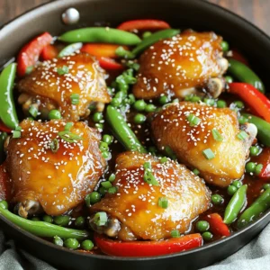- Bone-in, skin-on chicken thighs: These thighs stay juicy and flavorful during cooking. The skin crisps up nicely, adding texture. - Honey: This adds a sweet touch that balances the savory notes. Honey helps the sauce stick to the chicken. - Garlic: Fresh garlic gives a strong, aromatic flavor that pairs well with the sweetness of honey. - Soy sauce: This adds umami and depth to the dish, enhancing the overall flavor. - Fresh ginger: Adding ginger gives a warm, spicy kick to the dish. It also helps with digestion. - Alternative vegetables: Try using broccoli, carrots, or zucchini. These can add different textures and flavors, making your dish more colorful and fun. 1. Preheat Your Oven: Start by preheating your oven to 400°F (200°C). This step is key because it ensures the chicken cooks evenly. A hot oven helps the skin get crispy and golden. 2. Mix the Sauce: In a small bowl, combine the honey, minced garlic, soy sauce, apple cider vinegar, and grated ginger. Whisk these ingredients until smooth. Set this honey garlic sauce aside for later. It will add great flavor to your chicken. 1. Sear the Chicken: Grab a large, oven-safe skillet and place it on the stove over medium-high heat. Add the olive oil and let it warm. Season both sides of the chicken thighs with salt and pepper. Carefully place the chicken in the skillet, skin-side down. Sear for about 5-7 minutes. Look for a nice golden brown color on the skin. 2. Add the Sauce: Flip the chicken thighs over so the skin is facing up. Pour the honey garlic mixture over the chicken. Make sure each piece gets a good coating of that tasty sauce. 1. Roast in the Oven: Carefully transfer the skillet to your preheated oven. Roast for about 25-30 minutes. Check that the chicken reaches an internal temperature of 165°F (75°C). The juices should run clear when it is done. 2. Rest and Prepare to Garnish: After cooking, remove the skillet from the oven. Let the chicken rest for about 5 minutes. This step ensures the chicken stays juicy and tender. 3. Final Touches: Just before serving, garnish the dish with chopped green onions and a sprinkle of sesame seeds. This adds a nice crunch and makes your dish look beautiful. Enjoy this simple and flavorful One Pan Honey Garlic Chicken! For the full recipe, check the complete guide above. To get crispy chicken skin, follow these steps: - Dry the Skin: Pat the chicken dry with paper towels. Moisture makes the skin soggy. - High Heat Sear: Sear the chicken skin-side down on medium-high heat. This helps it brown fast. - Don’t Crowd the Pan: Give the chicken space. Overcrowding lowers the pan's heat and prevents crisping. When adjusting flavors, find the right balance between sweet and savory. Honey brings sweetness, while soy sauce adds saltiness. - Taste as You Go: Before adding too much honey or soy sauce, taste the sauce. Adjust based on your preference. - Add Fresh Ingredients: Fresh ginger can enhance the flavor. A touch of acidity from vinegar brightens the dish. One Pan Honey Garlic Chicken pairs well with several sides: - Rice: Steamed white or brown rice absorbs the sauce nicely. - Salad: A fresh green salad adds crunch and color to your plate. - Roasted Vegetables: Extra roasted veggies can complement the meal and add nutrition. For presentation, consider these tips: - Use a Large Platter: Transfer the chicken and veggies to a big dish for a family-style feel. - Garnish: Scatter chopped green onions and sesame seeds on top. This makes the dish look vibrant and inviting. Explore the Full Recipe to make this dish shine at your next dinner! {{image_4}} You can swap bone-in chicken thighs for boneless chicken. Boneless thighs cook faster and stay juicy. You can also use chicken breasts if you prefer. Just make sure to monitor the cooking time. For vegetables, consider using broccoli or carrots. Both add great color and nutrients. You can even toss in zucchini or asparagus for a fresh taste. Feel free to mix and match based on what you have. Want a twist? Try adding spices like paprika or cayenne pepper. This adds warmth without overpowering the honey flavor. Fresh herbs like thyme or rosemary can also brighten up the dish. If you like things sweeter, add more honey. For a tangy kick, increase the apple cider vinegar. Adjust the sweetness to your liking to make it just right. After you finish your One Pan Honey Garlic Chicken, let it cool down. Cooling is key. You want to avoid steam, which can make your chicken soggy. Place the chicken in an air-tight container. This keeps it fresh and safe. If you don't have an air-tight container, use plastic wrap or aluminum foil. Make sure it is tightly sealed. Store it in the fridge for up to four days. When you reheat chicken, you want to keep it tasty. The best way is to use the oven. Preheat your oven to 350°F (175°C). Place the chicken on a baking tray. Cover it with foil to keep it moist. Heat for about 15-20 minutes. If you want to use a microwave, place the chicken in a microwave-safe dish. Add a splash of water to keep it juicy. Heat it for 1-2 minutes, checking every 30 seconds. Remember, you want to keep the chicken tender and flavorful. Can I make One Pan Honey Garlic Chicken ahead of time? Yes, you can make this dish ahead of time. Cook the chicken and veggies as usual. Allow them to cool, then store in the fridge. When ready to eat, simply reheat in the oven or microwave. The flavors will still be great! What do I do if my chicken isn't cooking evenly? If your chicken isn't cooking evenly, check your pan size. A pan that is too small can cause uneven cooking. Make sure the chicken pieces are not crowded. You can also rotate the pan halfway through cooking for even heat. How to fix sauce that is too thick or too thin If your sauce is too thick, add a splash of water or chicken broth. Stir well to combine. If it's too thin, let it simmer on low heat until it thickens. You can also mix in a cornstarch slurry to help achieve the right consistency. Substitutions if I run out of an ingredient If you run out of honey, maple syrup works well. For soy sauce, try tamari or coconut aminos. If you don't have snap peas, use green beans or broccoli. Be creative! To sum up, this guide covers all you need for perfect One Pan Honey Garlic Chicken. We explored key ingredients like chicken thighs, honey, garlic, and soy sauce for rich flavor. I shared step-by-step instructions, tips for crispy skin, and serving ideas. Don’t forget to experiment with variations and proper storage techniques. This dish is not only delicious but also easy to adapt to your taste. With these tips, you’ll impress everyone at your next meal. Enjoy making this simple yet satisfying recipe!