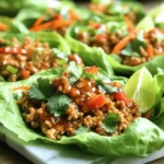 Here’s what you need for Sweet Chili Chicken Lettuce Wraps: - 1 lb ground chicken - 2 tablespoons sweet chili sauce - 1 tablespoon soy sauce - 1 tablespoon sesame oil - 2 cloves of garlic, minced - 1 inch of fresh ginger, grated - 1 red bell pepper, finely diced - 1 cup shredded carrots - 1 green onion, finely sliced - 1/4 cup fresh cilantro, chopped - 1 head of butter lettuce or iceberg lettuce, leaves separated - Salt and pepper to taste - Lime wedges, for serving The ground chicken gives a nice, juicy base for the wraps. Sweet chili sauce adds bold flavor, while soy sauce and sesame oil enhance the taste. Fresh garlic and ginger bring warmth and depth. The red bell pepper and carrots add crunch and color. Green onion and cilantro provide freshness. Butter lettuce or iceberg lettuce serves as the perfect wrap. A squeeze of lime at the end adds a bright finish. This recipe is quick and easy. You can make it in just 25 minutes! Enjoy the mix of flavors and textures in each bite. 1. Heat 1 tablespoon of sesame oil in a large skillet over medium heat. Let it warm for about a minute. 2. Once hot, add 2 cloves of minced garlic and 1 inch of grated ginger. Sauté for 1 minute until they smell good. Stir to avoid burning. 3. Next, add 1 pound of ground chicken. Use a spatula to break it into smaller pieces. Cook for 5-7 minutes until it turns brown and is fully cooked. 1. Pour in 2 tablespoons of sweet chili sauce and 1 tablespoon of soy sauce. Stir well so the chicken is coated. 2. Add 1 finely diced red bell pepper and 1 cup of shredded carrots to the skillet. Cook for 2-3 minutes until the veggies are slightly tender but still crunchy. 3. Take the skillet off the heat. Season with salt and pepper to taste. Fold in 1 sliced green onion and 1/4 cup of chopped cilantro for freshness. 1. To serve, take a large lettuce leaf. Spoon a generous amount of the chicken and veggie mix into the leaf. 2. For a nice touch, sprinkle more cilantro on top. Squeeze fresh lime juice over each wrap for a zesty finish. 3. Arrange the wraps on a platter with lime wedges for guests. They can squeeze lime juice over their wraps as they eat. - Make sure your chicken is fully cooked. It should be brown all over and reach a safe temperature of 165°F. Check this with a meat thermometer for best results. - To get the most flavor from the sauce, let the chicken cook in the sweet chili sauce for a few minutes. This helps the sauce soak into the chicken and veggies. - Want to spice things up? Add some crushed red pepper or chili flakes for heat. - You can swap out the sweet chili sauce for teriyaki sauce or hoisin sauce for a different taste. Both will give your wraps a new twist! - Serve the lettuce wraps on a big platter. This makes a fun meal for sharing. - For garnishing, sprinkle fresh cilantro on top. Add lime wedges around the platter. This gives a pop of color and a zesty touch to your dish. For the full recipe, check out the Sweet Chili Chicken Lettuce Wraps! {{image_4}} You can easily switch up the protein in these wraps. Ground turkey works great if you want a lighter option. For a plant-based choice, try tofu. Just crumble it up and cook it the same way. You can also mix in different veggies. Try using zucchini, mushrooms, or snap peas for a fresh twist. Each choice adds its own fun flavor and texture. To make these wraps gluten-free, choose tamari instead of soy sauce. Many brands offer gluten-free sweet chili sauce too. For those watching carbs, you can use large cabbage leaves instead of lettuce. They hold the filling well and add a nice crunch. You can even skip the wrap and serve the filling on a plate. Want some heat? Add chili flakes or a splash of sriracha to the mix. This brings a spicy kick that some love. For a sweeter touch, drizzle in honey or toss in diced fruit like mango or pineapple. This balance of sweet and spicy makes each bite exciting. The full recipe shows you how to create these amazing wraps with ease. To keep your sweet chili chicken fresh, store the chicken mix in an airtight container. Place the container in the fridge. It will stay good for about 3 to 4 days. Make sure to cool the mix to room temperature before sealing it. This helps prevent condensation inside the container, which can lead to sogginess. Reheat your chicken mix in a skillet over medium heat. Stir it often to keep it from sticking. You can also use a microwave. Heat it in short bursts, stirring in between. This keeps the flavor intact. To serve, spoon the reheated mixture into fresh lettuce leaves. Add a squeeze of lime for extra zest. Enjoy your meal just like the first time! How do I know if the chicken is cooked through? Check the color of the chicken. It should be white, with no pink. You can also use a meat thermometer. The internal temperature should be 165°F (75°C). This ensures it is safe to eat. Can I prepare the filling in advance? Yes, you can! Cook the chicken mixture ahead of time. Store it in the fridge for up to three days. Just reheat it when you are ready to serve. What can I use instead of lettuce for wraps? You can use rice paper wraps, cabbage leaves, or even tortilla wraps. These options add different textures and flavors to your meal. Estimated calories per serving Each wrap has about 200 calories. This depends on the size of your lettuce and how much filling you use. Health benefits of the ingredients - Ground chicken is lean protein. It helps build muscle. - Red bell pepper is high in vitamin C. It boosts your immune system. - Carrots are rich in beta carotene. They support eye health. - Cilantro is full of antioxidants. It may help with digestion. How many wraps does this recipe make? This recipe makes about 4-6 wraps. It depends on how much filling you add to each leaf. Ideal serving suggestions for gatherings Serve these wraps on a large platter. Add lime wedges and extra herbs for guests. This makes it fun and interactive! This blog post focused on making delicious chicken lettuce wraps. We covered the ingredients, preparation, and tips for cooking. You learned how to mix flavors and present your dish well. Variations for different diets can suit anyone's taste. Storing and reheating your leftovers is easy with the right methods. Enjoy your cooking journey! Experiment with flavors, and share your tasty wraps with friends. You’ll create a fun and healthy meal every time.