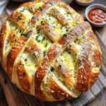 - 1 large round loaf of crusty bread (sourdough works beautifully) - 1 cup shredded mozzarella cheese - ½ cup grated Parmesan cheese - 4 tablespoons unsalted butter, melted - 4 cloves garlic, finely minced - 2 tablespoons fresh parsley, finely chopped - 1 teaspoon dried oregano - 1 teaspoon garlic powder - Salt and freshly ground black pepper, to taste Gather these ingredients before you start cooking. A good loaf of crusty bread is key. Sourdough adds great flavor and texture. Use fresh garlic for the best taste. The mix of mozzarella and Parmesan creates a cheesy pull that everyone loves. Fresh parsley brightens the dish. Dried oregano gives it a nice herby touch. Adjust salt and pepper to your taste. This dish is simple but packed with flavor. The steps to make Cheesy Garlic Pull-Apart Bread are easy to follow. Don't rush; enjoy the process. - Preheat the oven to 375°F (190°C). This step makes sure the bread bakes evenly. - In a mixing bowl, combine melted butter with minced garlic, parsley, oregano, garlic powder, salt, and pepper. Mix until well blended. - Place your loaf of bread on a cutting board. Use a serrated knife to make deep cuts across the top in a crisscross pattern. Aim for cuts about 1 inch apart, but don’t cut all the way through the bottom. - Carefully use your fingers to open the cuts in the bread. This will create space for the fillings. - Pour half of the garlic butter mixture over the bread. Make sure it seeps into the cuts. - Stuff the cuts with shredded mozzarella and grated Parmesan cheese, filling them to the top for that cheesy goodness. - Drizzle the remaining garlic butter mixture over the cheese-stuffed bread to add even more flavor. - Wrap the entire loaf in aluminum foil tightly. Place it on a baking sheet to catch any melted cheese or butter. - Bake in the preheated oven for 15 minutes. After that, unwrap the foil and bake for another 10 to 15 minutes. - You’ll know it’s done when the cheese is bubbling and the bread is golden brown. - Once out of the oven, let the bread cool for a few minutes before serving. This helps the cheese set slightly and makes it easier to pull apart. - Use a serrated knife for clean cuts: A serrated knife makes it easy to slice the bread without squishing it. This helps keep your bread nice and fluffy. - Ensure even distribution of garlic butter: Pour the garlic butter mix slowly and spread it evenly. This way, every bite gets that tasty flavor. - Allow cooling time for better cheese texture: Let the bread sit for a few minutes after baking. This helps the cheese set and makes pulling apart easier. - Serve on a rustic wooden board: A wooden board adds a nice touch and looks great at any gathering. - Include dipping sauces like marinara or additional melted butter: Dipping sauces enhance the flavors and make it fun to eat. - Garnish with extra chopped parsley for color: A sprinkle of parsley makes your dish pop and adds freshness. For more details, you can check out the Full Recipe to bake your own Cheesy Garlic Pull-Apart Bread! {{image_4}} You can boost the flavor by trying different cheeses. Cheddar adds a sharp taste, while Gouda gives a nice, creamy touch. If you want a richer flavor, mix in some cream cheese. It melts beautifully and adds extra creaminess to each bite. Want to spice things up? Add crushed red pepper flakes. They bring a nice heat that balances the cheese. You can also mix in chopped olives or sun-dried tomatoes. These ingredients add depth and a burst of flavor that makes each piece exciting. For those who need gluten-free options, use gluten-free bread. It works well and still tastes great. If you are vegan, substitute dairy ingredients with plant-based options. Use vegan cheese and dairy-free butter. This way, everyone can enjoy this tasty dish! To keep your Cheesy Garlic Pull-Apart Bread fresh, store leftovers in an airtight container. This helps keep the bread soft and the cheese gooey. When you're ready to enjoy it again, reheat in the oven for best results. Set the oven to 350°F (175°C) and wrap the bread in foil. This method keeps it from drying out. If you want to prepare ahead, freeze the bread unbaked. Wrap it tightly in foil before placing it in the freezer. When you are ready to serve, simply thaw the bread in the fridge overnight. Once thawed, bake as directed in the Full Recipe. This way, you’ll have a delicious treat ready to enjoy anytime! Yes, any crusty round loaf works well, including Italian or French bread. I love using sourdough because it adds great flavor and texture. Just make sure the bread you choose has a thick crust to hold all that cheesy goodness. To reheat, wrap it in foil and place it in the oven at 350°F (175°C). This method keeps the bread moist and prevents it from drying out. Bake for about 10-15 minutes until heated through, and you'll enjoy that fresh taste again. Yes, you can! Just prepare the bread and wrap it tightly. Store it in the fridge for up to 24 hours before baking. This is a great way to save time for a party or family dinner. Just remember to let it come to room temperature before baking. This dish pairs wonderfully with soups, salads, or as a side with pasta dishes. I like serving it with tomato soup or a fresh garden salad. It makes the meal feel more complete and adds a nice contrast to the cheesy bread. For more fun ideas, check out the Full Recipe! In this post, I covered how to make Cheesy Garlic Pull-Apart Bread. We explored the simple ingredients, step-by-step instructions, and tips for success. You can customize flavors and find ways to store your bread. Remember, enjoy this bread fresh from the oven for the best taste. Whether you serve it as a side or a snack, it’s sure to impress. Use these directions, and you’ll have a tasty treat that’s fun to eat!