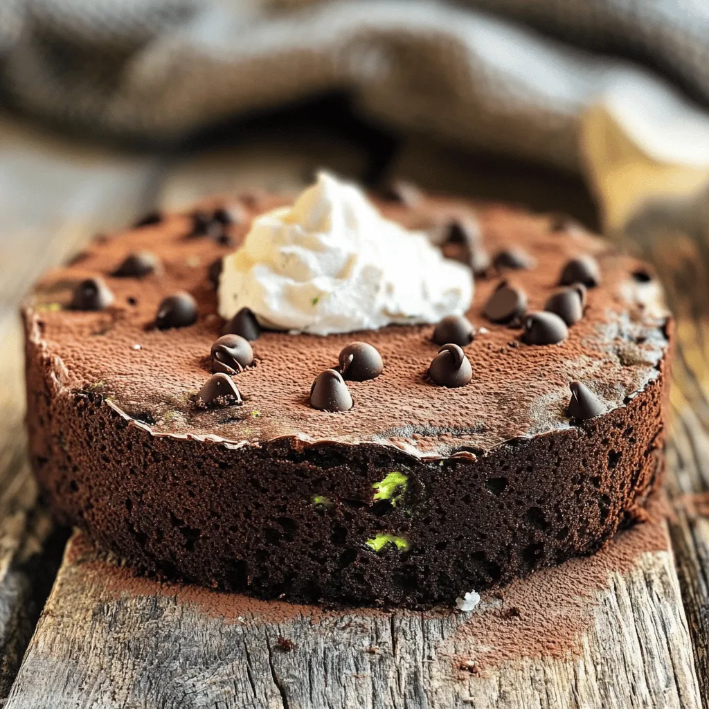 - 1 medium zucchini, grated (approximately 1 cup packed) - 1 cup all-purpose flour - 1/2 cup unsweetened cocoa powder - 1 teaspoon baking soda - 1/2 teaspoon baking powder - 1/4 teaspoon salt - 1/2 cup granulated sugar - 1/4 cup vegetable oil - 1/2 cup unsweetened applesauce - 1 teaspoon pure vanilla extract - 1/2 cup non-dairy milk (options include almond, soy, or oat milk) - 1/2 cup dark chocolate chips (ensure they are dairy-free if necessary) - Optional: 1/4 cup chopped walnuts or pecans for a crunchy texture Converting cups to grams helps with accuracy in baking. Here are some common conversions for this recipe: - All-purpose flour: 1 cup = 120 grams - Unsweetened cocoa powder: 1/2 cup = 50 grams - Granulated sugar: 1/2 cup = 100 grams - Vegetable oil: 1/4 cup = 60 grams - Unsweetened applesauce: 1/2 cup = 125 grams - Non-dairy milk: 1/2 cup = 120 grams Using these conversions can help you create the perfect cake. Sometimes, a slight difference in measurement can affect the cake’s texture and taste. You can make this cake even more special by adding some fun mix-ins. Here are some ideas: - Chopped walnuts or pecans for crunch - Different types of chocolate chips, like white or butterscotch - Dried fruits, such as raisins or cranberries for a fruity touch - A sprinkle of cinnamon or nutmeg for a warm spice flavor Feel free to get creative with your add-ins. Each choice can change the flavor and texture of the cake, making it your own. For the full recipe, check out the detailed steps. Start by preheating your oven to 350°F (175°C). This step is key for even baking. Greasing your cake pan is very important. It helps the cake come out easily. Use a light layer of oil and dust it with flour. You can also line the bottom with parchment paper. This makes it even easier to release the cake once baked. In a large bowl, combine the all-purpose flour, cocoa powder, baking soda, baking powder, and salt. Use a whisk to mix them well. This helps break up any lumps. A good dry mix is light and fluffy. Make sure all the ingredients are evenly blended. This will ensure a nice rise during baking. In another bowl, mix together the sugar, vegetable oil, applesauce, and vanilla extract. Whisk these ingredients until the mixture is smooth and creamy. This step is important for the cake’s texture. If your mixture is not smooth, it can affect the final result. A well-mixed wet blend helps create a soft cake. Now, slowly add the dry mix to the wet mix. Alternate with the non-dairy milk. Start with the dry ingredients and end with them. Mix gently after each addition. This will help avoid overmixing. Overmixing can make the cake tough. Aim for just combined, which means some small flour bits can remain. Once your batter is mixed, fold in the grated zucchini and chocolate chips. Use a spatula to gently combine these ingredients. If you want some crunch, add walnuts or pecans now. Be careful not to stir too hard. The goal is to keep the batter light and airy. Pour the batter into your prepared cake pan. Smooth the top with a spatula. Place the pan in your preheated oven. Bake for 25-30 minutes. To check if the cake is done, insert a toothpick in the center. If it comes out clean, the cake is ready. After baking, let it cool in the pan for about 10 minutes. Then, carefully transfer it to a wire rack to cool completely. Allowing it to cool helps set the texture and makes it easier to slice. When you bake vegan cakes, avoid a few key mistakes. First, do not skip the zucchini. It keeps the cake moist and adds nutrients. If you don’t mix well, the cake will turn out uneven. Make sure to combine all dry ingredients before adding wet ones. This helps create a smooth texture. Lastly, don't overbake. Check the cake at 25 minutes. If a toothpick comes out clean, it’s done. To make your vegan zucchini chocolate cake even better, try adding spices. A pinch of cinnamon or nutmeg can brighten the flavor. You can also add a splash of almond or orange extract for a twist. These small changes make a big difference. Don’t forget to use high-quality cocoa powder. It adds richness without overpowering the other flavors. Presentation is key for any cake! Once your cake cools, dust it with powdered sugar or cocoa powder. For an extra touch, top it with coconut whipped cream. You can also add fresh berries for color and taste. If you want crunch, sprinkle chopped nuts on top. These little extras will make your cake stand out. For the full recipe, check the section above. {{image_4}} To make this cake gluten-free, swap out the all-purpose flour for a gluten-free blend. Look for a mix that includes xanthan gum to help with texture. Use the same amount of this flour as in the recipe. The result will be a moist and tasty cake without the gluten! You can change the flavor of your cake easily. Try adding different fruits like mashed bananas or pureed pumpkin. They add moisture and a nice taste. You can also use flavor extracts. For example, almond or orange extract can give a fun twist. Just add a teaspoon to your wet mixture for a new flavor experience! If you want to make mini cakes or muffins, simply adjust your baking time. Use a muffin tin or mini cake pans. Fill them about two-thirds full with batter. Bake for 15-20 minutes. Check with a toothpick to see if they are done. They should be fluffy and delicious, perfect for snacks or parties! For the full recipe, check the [Full Recipe]. To keep your Vegan Zucchini Chocolate Cake fresh, place it in an airtight container. This helps to lock in moisture and flavor. If you do not have a container, wrap the cake tightly in plastic wrap. Store it at room temperature for short periods. For longer storage, refrigerate the cake. You can freeze this cake for later enjoyment. First, let it cool completely. Then, slice the cake into portions. Wrap each slice in plastic wrap, then place them in a freezer-safe bag or container. This way, you can enjoy a piece anytime. When you're ready to eat, remove a slice from the freezer and let it thaw in the fridge overnight. You can also warm it gently in the microwave for a few seconds. At room temperature, the cake lasts about 3 days. If you refrigerate it, it can last up to a week. Always check for any signs of spoilage like mold or off smells before eating. Storing the cake properly helps it taste great for longer. Enjoy this delightful treat with minimal worry! For the full recipe, you can refer to the recipe section above. Yes, you can use frozen zucchini. Frozen zucchini can save time and reduce waste. However, it may have more water. This can make your cake a bit denser. To fix this, be sure to squeeze out excess moisture before adding it to the mix. Fresh zucchini has a firmer texture, which can give you a lighter cake. Absolutely! This cake is great for kids. It has a rich chocolate flavor that most kids love. Plus, it sneaks in healthy zucchini. This adds vitamins and moisture without altering the taste. The sweetness from the sugar and chocolate chips makes it appealing. You can feel good serving this treat. You can replace non-dairy milk with several options. Almond milk, soy milk, and oat milk all work well. Each option brings a slightly different flavor. Almond milk is light, soy milk is creamy, and oat milk is sweet. Choose what fits your taste best. To cut down on sweetness, you can reduce the sugar. Try using 1/3 cup instead of 1/2 cup. You can also add more cocoa powder for a richer flavor. Another option is to use unsweetened applesauce. This keeps the moisture while lowering sweetness. Yes, you can add frosting! A vegan chocolate frosting pairs well with this cake. You can also try a simple glaze made from powdered sugar and almond milk. For something lighter, coconut whipped cream adds a nice touch. Just remember, the cake is already sweet, so use frosting sparingly. If your cake turns out dense, it may be due to overmixing. Always mix gently, just until combined. Another reason could be the zucchini's moisture. Make sure to squeeze out excess water if using frozen zucchini. Lastly, check your baking soda and baking powder for freshness. Old leavening agents won't help your cake rise. For the complete recipe, check out the Full Recipe section above! This blog post laid out the steps to bake a tasty vegan cake. We covered key ingredients, measurement tips, and how to prep both your pan and oven. You learned how to mix ingredients properly and avoid common mistakes. We even explored flavor variations and storage tips. Baking can be fun and easy with the right info. Keep experimenting with flavors and techniques to make your vegan cake unique. Enjoy every slice!