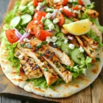Creating Greek chicken gyros is simple and fun! Here are the key ingredients you’ll need: - 1 lb boneless, skinless chicken thighs - 3 tablespoons extra virgin olive oil - 3 tablespoons creamy Greek yogurt - 2 cloves of fresh garlic, finely minced - 1 teaspoon dried oregano - 1 teaspoon smoked paprika - 1 teaspoon ground cumin - 1 teaspoon kosher salt - ½ teaspoon freshly ground black pepper - Juice of 1 zesty lemon - 4 warm pita breads - 1 cup ripe tomatoes, diced - 1 cup crisp lettuce, shredded - ½ red onion, paper-thin slices - ½ cucumber, diced into bite-sized pieces - Crumbled feta cheese, for added richness (optional) You’ll start with boneless, skinless chicken thighs. They stay juicy and tender when grilled. The marinade blends olive oil, Greek yogurt, garlic, and spices. This gives the chicken a deep flavor. For toppings, fresh tomatoes, lettuce, red onion, and cucumber add crunch and color. You might also want crumbled feta for a creamy touch. This recipe is all about balance and flavor. Check out the Full Recipe for more details to make your gyros perfect! To start, gather your marinade ingredients in a bowl. You will need: - 3 tablespoons extra virgin olive oil - 3 tablespoons creamy Greek yogurt - 2 cloves of fresh garlic, finely minced - 1 teaspoon dried oregano - 1 teaspoon smoked paprika - 1 teaspoon ground cumin - 1 teaspoon kosher salt - ½ teaspoon freshly ground black pepper - Juice of 1 zesty lemon Mix these ingredients well until they form a smooth blend. This marinade will give your chicken great flavor. Next, take your 1 lb of boneless, skinless chicken thighs and place them in the bowl. Make sure each piece is fully coated. Cover the bowl with plastic wrap and put it in the fridge. Let it marinate for at least 1 hour. If you can, leave it overnight for more flavor. Now, it’s time to grill the chicken. Start by preheating your grill or grill pan to medium-high heat. This step is important. A hot grill will give you nice grill marks and juicy chicken. Once the grill is ready, take the chicken out of the marinade. Shake off any extra liquid. Place the chicken on the grill and cook for about 6-7 minutes on each side. The chicken is done when the juices run clear. This means it is safe to eat. After grilling, remove the chicken from the heat. Allow it to rest for a few minutes. This helps the juices redistribute, keeping it moist. Once rested, slice the chicken into thin strips. With the chicken ready, it’s time to assemble your gyros. Start by warming your pita bread on the grill for about 1-2 minutes. This makes the bread soft and easy to wrap. Take a warm pita and place a good amount of sliced chicken in the center. Next, add your toppings: - 1 cup ripe tomatoes, diced - 1 cup crisp lettuce, shredded - ½ red onion, paper-thin slices - ½ cucumber, diced into bite-sized pieces - Crumbled feta cheese, for added richness (optional) Layer these toppings over the chicken. Finally, fold the pita over the fillings. Serve your gyros right away and enjoy! For a burst of flavor, add a wedge of lemon on the side. For the full recipe, check the Greek Chicken Gyros Delight section above. To make the best Greek chicken gyros, start with a good marinade. Use fresh lemon juice and yogurt. These ingredients keep the chicken juicy. Let the chicken sit in the marinade for at least one hour. This time allows the flavors to soak in deeply. If you can, marinate it overnight for even better taste. When cooking, heat your grill to medium-high. This heat helps to sear the chicken well. Cook each side for about 6 to 7 minutes. Check that the chicken is fully cooked. You want the juices to run clear. After cooking, let the chicken rest for a few minutes. This step keeps it moist when you slice it. Presentation matters! Serve your gyros on a bright platter. Add fresh parsley or dill for color. Offer extra tzatziki sauce in a small bowl. This dip is perfect for adding flavor. You can also include olive tapenade for a twist. Pair your gyros with sides like Greek salad or roasted potatoes. These sides add a nice balance to the meal. You can even make a refreshing cucumber salad. These options will make your meal feel complete. For a lighter meal, choose lean chicken cuts. Chicken breasts are a great option. They are lower in fat but still tasty. You can also add more veggies to your gyros. Try grilled peppers, zucchini, or eggplant. They add nutrition and flavor. Another option is to make a vegetarian gyro. Use grilled vegetables or falafel instead of chicken. This change keeps the meal delicious and healthy. With these tips, your Greek chicken gyros will shine at any gathering. For the complete recipe, check out the Full Recipe section. {{image_4}} You can switch things up by using other meats. Lamb or beef gyros bring a rich, savory flavor. Just marinate them like chicken for tasty results. If you prefer vegetarian meals, try grilled vegetables or falafel. These options are filling and delicious. They also keep the spirit of gyros alive. Play with spices to find your favorite blend. Try adding coriander for a fresh taste or cinnamon for warmth. A pinch of chili powder can also add a nice kick. Beyond tzatziki, you can experiment with sauces. A spicy harissa or creamy tahini sauce can bring new life to your gyros. Don't hesitate to mix and match. Greek islands each have their own spin on gyros. For example, in Santorini, they might add capers and olives. These give a unique flavor that reflects local ingredients. Other cuisines also influence gyros. Middle Eastern wraps often use similar spices and flavors. Blend these ideas to create your signature dish. Enjoy the journey of flavor! To keep your gyros fresh, store leftovers in an airtight container. Place the chicken and veggies in separate containers. This helps maintain texture and taste. Refrigerate them within two hours of cooking. The chicken will stay good for up to three days. The veggies can last for about two days. When reheating grilled chicken, use a microwave or a skillet. For the microwave, heat on medium power for one to two minutes. Check to ensure it’s warmed through. If using a skillet, add a touch of olive oil and heat over low. This method keeps the chicken juicy. When serving leftover gyros, reassemble them with fresh pita and veggies. If you want to freeze chicken, do so before cooking. Place marinated chicken in a freezer bag. Remove as much air as possible and seal it tightly. It will last up to three months. To make gyros ahead of time, grill the chicken and let it cool. Then, slice it and freeze in a container. Thaw in the fridge before reheating. You can find the full recipe for making delicious Greek Chicken Gyros above. Greek chicken gyros use simple, fresh ingredients. The base is usually boneless, skinless chicken thighs. You marinate the chicken in olive oil, Greek yogurt, garlic, and spices. Common spices are oregano, smoked paprika, and cumin. You also need salt and black pepper for flavor. Finally, fresh toppings include tomatoes, lettuce, red onion, and cucumber. Pita bread wraps everything together nicely. Yes, you can make gyros ahead of time. Marinate the chicken a day before cooking. This allows the flavors to soak in. After grilling, let the chicken cool. Store it in an airtight container in the fridge. You can also prepare the toppings early. Just keep them in the fridge as well. When serving, warm the pita bread and assemble quickly. If you lack a grill, don't worry! You can cook gyros on the stovetop. Use a skillet or grill pan over medium-high heat. Sear the chicken for about six to seven minutes on each side. Ensure the chicken cooks through. Alternatively, you can bake it in the oven. Set it to 400°F and cook for 20 to 25 minutes. Making tzatziki is easy! Here’s a quick recipe: - 1 cup Greek yogurt - 1 small cucumber, grated and drained - 2 cloves garlic, minced - 1 tablespoon olive oil - 1 tablespoon lemon juice - Salt and pepper to taste Mix all ingredients in a bowl. Let it chill in the fridge for at least 30 minutes. This sauce is refreshing and perfect for gyros. Gyros taste great with various sides. Here are a few ideas: - Greek salad with cucumbers, tomatoes, and feta - Hummus with pita chips or veggies - Roasted vegetables, like zucchini and bell peppers - Lemon rice or couscous for a hearty option These sides add color and flavor to your meal. To keep chicken juicy, marinate it for at least an hour. Use a mix of yogurt and oil for moisture. When cooking, avoid overcooking; check for clear juices. Let the chicken rest after cooking; this keeps the juices inside. Slice it just before serving for the best taste. In this post, we explored how to make Greek chicken gyros. We covered the key ingredients, including the marinade and fresh produce. I shared step-by-step instructions for preparation, grilling, and assembling your gyros. We also discussed tips for keeping your chicken juicy and healthy options. Lastly, I provided variations and storage advice. Enjoying gyros can be easy and fun, whether you stick to tradition or try something new. Make these delicious gyros at home and impress your family and friends!