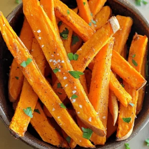 - 2 large sweet potatoes, peeled and sliced into thin strips - 2 tablespoons extra virgin olive oil - 1 teaspoon smoked paprika Sweet potatoes are the star of this dish. They give a sweet flavor and a nice texture. The extra virgin olive oil helps the fries get crispy in the oven. Smoked paprika adds a warm, smoky taste that makes each bite special. - 1 teaspoon garlic powder - 1/2 teaspoon cayenne pepper (optional, for a spicy kick) - 1 teaspoon sea salt - 1/2 teaspoon ground black pepper Seasoning is key to great flavor. Garlic powder gives a nice depth. Cayenne pepper adds heat, but you can skip it. Sea salt and black pepper balance the sweetness of the potatoes. - Fresh parsley, finely chopped (for garnish) Fresh parsley is optional but recommended. It adds a pop of color and freshness. Just sprinkle it on top before serving. This simple touch makes your fries look and taste even better. For the full recipe, check the detailed instructions and tips to guide you through each step of making these crispy baked sweet potato fries. First, preheat your oven to 425°F (220°C). This step is key to getting crispy fries. While the oven warms up, take your large sweet potatoes and peel them. Once peeled, slice them into thin strips. Aim for uniform thickness; this helps them cook evenly. In a large mixing bowl, toss the sweet potato strips with 2 tablespoons of extra virgin olive oil. Make sure every piece gets a nice coat of oil. Next, add your spices. Sprinkle 1 teaspoon of smoked paprika, 1 teaspoon of garlic powder, and 1/2 teaspoon of cayenne pepper if you like some heat. Don't forget 1 teaspoon of sea salt and 1/2 teaspoon of ground black pepper. Toss everything again until the fries are well-seasoned. Now, prepare your baking sheet by lining it with parchment paper. Spread the sweet potato fries in a single layer. Avoid overlapping them; this is important for crispiness. Place the baking sheet in the oven and bake for 25-30 minutes. At the halfway mark, flip the fries to ensure they brown evenly. They should be crispy and golden brown when done. After baking, let them cool for a few minutes. You can sprinkle fresh parsley on top for a nice touch before serving. Find the full recipe for more details! To get that ideal crispy texture, follow these tips: - Don't overcrowd the baking sheet: Give each fry space. This helps air circulate, making them crispy. If they overlap, they will steam instead of bake. - Consider a convection oven: If you have one, use it! The fan helps circulate hot air, leading to a crunchier finish. Get creative with your seasonings. Here are some ideas: - Experiment with different spices: Beyond smoked paprika and garlic powder, try cumin, chili powder, or even curry powder. Each spice adds its own twist. - Adjust cayenne pepper to taste: If you like heat, add more cayenne. If not, skip it or use just a pinch. Find the balance that makes your taste buds happy. These fries are great on their own, but serving them right can elevate your meal: - Pairing with dipping sauces: Try ranch, spicy mayo, or even a tangy barbecue sauce. Each dip adds a new layer of flavor. - Ideas for meal accompaniments: Serve your fries with grilled chicken, burgers, or a fresh salad. They make a perfect side for many dishes. For the full preparation details, check the Full Recipe! {{image_4}} You can make baked sweet potato fries even healthier. One simple way is to use less oil. Instead of two tablespoons, try just one. This change still gives you flavor without too many calories. Baking is also a great choice. It keeps the fries crispy without the added fat from frying. To enhance the flavor, think about your add-ins. You can go sweet or savory. For a sweet touch, add a drizzle of honey or a sprinkle of cinnamon. For a savory kick, try adding fresh herbs or cheese. Different seasoning blends can also change everything. Try mixing garlic powder with Italian herbs or use taco seasoning for a twist. Want to cook these fries differently? An air fryer works great! Set it to 400°F (200°C) and cook for about 15-20 minutes. Shake the basket halfway through for even cooking. Grilling sweet potato fries is another fun option. Cut the fries thicker and place them on a hot grill. Cook for about 5-7 minutes on each side. This method adds a nice smoky flavor. For the complete recipe, check out [Full Recipe]. To keep your baked sweet potato fries fresh, follow these tips: - Allow them to cool completely. - Place fries in an airtight container. - Store them in the fridge for up to 3 days. Keeping them sealed helps prevent moisture. Moist fries lose their crispiness. You can reheat your fries in two ways: the oven or the microwave. - Oven: Preheat to 400°F (200°C). Bake for about 10 minutes. This keeps fries crispy. - Microwave: Heat for 1-2 minutes. This method makes fries softer. If you want to maintain crispiness, stick with the oven. It gives the best results. If you have extra fries, freezing is a great option. - To freeze, place cooled fries in a single layer on a baking sheet. - Freeze them for 1-2 hours, then transfer to a freezer bag. This method prevents fries from sticking together. When ready to eat, thaw overnight in the fridge. Reheat in the oven for best texture. Enjoy your crispy snack later! Baked sweet potato fries last about 3 to 5 days in the fridge. Store them in an airtight container. They may lose some crispiness but will still taste good. Yes, you can prepare and bake sweet potato fries ahead of time. Bake them, let them cool, and store them in the fridge. Reheat them in the oven for best results. You can serve sweet potato fries with various dips and meals. Some popular options include: - Ketchup - Garlic aioli - Avocado dip - Spicy mayo - Barbecue sauce Pair them with grilled chicken, burgers, or salads for a tasty meal. To keep your fries crispy, avoid overcrowding the baking sheet. Spacing them out allows heat to circulate. You can also try using a convection oven for extra crispiness. Yes, you can freeze baked sweet potato fries. Allow them to cool completely, then place them in a freezer bag. When ready to eat, reheat them in the oven for a crispy texture. You can get creative with your seasonings. Try these options: - Cinnamon for a sweet twist - Chili powder for heat - Italian herbs for a savory flavor - Parmesan cheese for added richness Experiment to find your favorite blend! Sweet potato fries are often healthier than regular fries. They contain more fiber and vitamins. Baking instead of frying reduces extra oil and calories. Enjoy them guilt-free! In this guide, we explored how to make delicious baked sweet potato fries. We covered the main ingredients, seasoning tips, and baking steps. You learned how to achieve that perfect crisp and the best ways to store and reheat leftovers. Sweet potato fries are tasty and easy to customize. Mix in your favorite spices for extra flavor or try new cooking methods. Enjoy your fries with dips or as a side dish. Happy cooking!