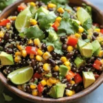 - 1 cup quinoa (thoroughly rinsed) - 1 can (15 oz) black beans (rinsed and drained) - 1 red bell pepper (finely diced) - 1 cup corn (fresh, frozen, or canned) - 1 small red onion (finely chopped) - 1 ripe avocado (diced) - Juice of 2 limes - 3 tablespoons extra virgin olive oil - 1 teaspoon ground cumin - Salt and freshly cracked pepper to taste - Fresh cilantro (chopped) - Lime wedges Quinoa black bean salad combines tasty and healthy ingredients. Quinoa is a great base since it is full of protein and fiber. Black beans add more protein and a nice texture. The red bell pepper gives a sweet crunch, while corn adds a pop of color and sweetness. The red onion brings a sharp bite, and the avocado adds creaminess. For the dressing, lime juice gives a refreshing zing. Olive oil adds healthy fats. Ground cumin brings warmth and depth. Salt and pepper enhance all flavors. If you want to make it special, chop some fresh cilantro and serve with lime wedges. You can find the full recipe in the article. - Bring vegetable broth to a boil in a medium saucepan. - Add the rinsed quinoa to the broth. - Cover the pot and lower the heat to simmer for 15 minutes. - After 15 minutes, fluff the quinoa with a fork and set it aside. - In a large bowl, combine the cooked quinoa, black beans, and chopped veggies. - Gently mix everything together to spread the ingredients evenly. - In a small bowl, whisk lime juice, olive oil, cumin, salt, and pepper. - Taste the dressing and adjust the seasoning to your liking. This simple process leads to a bright, fresh Quinoa Black Bean Salad. You can find the full recipe above. To make great quinoa, you must rinse it well before cooking. This step removes any bitterness. After cooking, let the quinoa rest for about five minutes. This helps it become fluffy and light. Think about adding extra spices or herbs to boost flavor. Fresh cilantro adds a nice touch. You can also try adding jalapeño for some heat. Drizzle with avocado oil to make the salad rich and creamy. For the best taste, chill the salad before serving. This allows the flavors to meld together. You can pair the salad with grilled salmon or chicken for a complete meal. Enjoy this fresh and tasty dish! For the full recipe, check out the details above. {{image_4}} You can easily adapt this salad to fit your needs. It is naturally vegan and gluten-free. If you want to swap out black beans, try using chickpeas or lentils. These legumes add protein and fiber. Both options keep the dish hearty and filling. Seasonal veggies can change the salad's taste. In summer, add cherry tomatoes for a burst of flavor. In the fall, consider adding roasted sweet potatoes. You can also change ingredients based on what you find at your local market. This keeps the salad fresh and exciting all year round. To add a tangy twist, try mixing in feta cheese. This gives the salad a creamy texture and a salty bite. If you want more crunch, add nuts like almonds or seeds such as pumpkin seeds. These additions boost nutrition and make each bite satisfying. For the full recipe, you can refer to the previous sections. Enjoy! Store any leftover quinoa black bean salad in an airtight container. Keep it in the refrigerator. It tastes best within 3-5 days. After that, the flavors may fade, and the texture can change. If you want to freeze it, do this before adding the avocado. This step helps keep the avocado's texture nice. When you are ready to eat, thaw the salad in the refrigerator overnight. This way, it stays fresh. You can serve quinoa black bean salad cold or at room temperature. If you want it warm, gently heat it on the stove. Be careful not to overheat, as this can change the salad's texture. Enjoy your meal! For the full recipe, check the earlier sections. Typically, this salad lasts about 3-5 days when stored properly. Make sure to keep it in an airtight container to maintain freshness. Yes, you can prepare this salad a day in advance. Often, the flavors blend better and taste even more delicious after sitting overnight. This salad pairs well with grilled proteins like chicken or fish. It also goes great with other salads or can be enjoyed as a tasty standalone dish. Yes, all the main ingredients in this salad are gluten-free. This makes it a great choice for those on gluten-sensitive diets. If you want to make this salad, check out the Full Recipe for more details and tips! In this article, we explored how to make a delicious Quinoa Black Bean Salad. We discussed key ingredients, easy steps, and ways to enhance flavor. Remember to rinse the quinoa well for the best texture. You can also adapt the salad to fit different diets or seasons. With simple storage tips, you can enjoy this dish fresh for days. This salad is not just tasty; it’s healthy and versatile. Enjoy making your own version!
