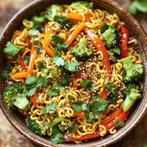 This Viral Ramen Noodle Stir Fry is quick and tasty. You can make it in just 20 minutes. It serves 2 to 3 people, making it perfect for a small meal. The mix of veggies and sauce makes every bite full of flavor. To make this dish, you will need: - 2 packs of instant ramen noodles (discard seasoning packets) - 2 tablespoons vegetable oil - 1 bell pepper (red or yellow), thinly sliced - 1 cup broccoli florets - 1 medium carrot, julienned - 3 green onions, chopped (white and green parts separated) - 2 cloves garlic, minced - 1 tablespoon ginger, freshly grated - 3 tablespoons soy sauce - 1 tablespoon sesame oil - 1 tablespoon sriracha (adjust for desired spice level) - 1 tablespoon honey - Sesame seeds for garnish - Fresh cilantro, chopped (optional) These ingredients create a colorful and healthy dish. The ramen noodles are the base, while veggies add crunch and color. You can add some extra flavor with garnishes like: - Sesame seeds - Fresh cilantro, chopped These garnishes make your stir fry look nice and add a fresh taste. Start by boiling water in a medium pot. Cook the ramen noodles for about 3-4 minutes, until they are tender. Make sure to discard the seasoning packets. After cooking, drain the noodles and set them aside. In a large skillet or wok, add 2 tablespoons of vegetable oil. Heat it over medium-high heat for about 1-2 minutes. Once hot, add 2 cloves of minced garlic and 1 tablespoon of freshly grated ginger. Sauté for about 30 seconds, until the mixture is fragrant and the garlic is lightly golden. Next, add 1 sliced bell pepper, 1 cup of broccoli florets, and 1 julienned carrot to the skillet. Stir-fry these for about 4-5 minutes. The goal is to make the vegetables tender but still crisp. Now, gently fold in the cooked ramen noodles. Pour in 3 tablespoons of soy sauce, 1 tablespoon of sesame oil, 1 tablespoon of sriracha, and 1 tablespoon of honey. Toss everything to combine well. Cook for another 2-3 minutes for the flavors to blend. Stir in the green parts of 3 chopped green onions. Serve hot and enjoy your Viral Ramen Noodle Stir Fry! For the full recipe, check out the details above. To make your stir fry perfect, use a hot skillet. A wok is great, but any large pan works. Heat the oil until it shimmers. This will help cook the veggies fast and keep them crisp. Keep stirring as you cook. This helps the food cook evenly and not stick. For extra flavor, try adding more garlic or ginger. You can also toss in a splash of rice vinegar for a tangy kick. Fresh herbs like basil or mint can brighten your dish. If you like it spicy, add more sriracha or chili flakes. Mixing in a dash of lime juice at the end can also boost the taste. One big mistake is overcooking the veggies. You want them bright and crisp, not mushy. Another mistake is not draining the noodles well. Excess water can make your stir fry watery. Avoid using too much soy sauce. It can overpower the other flavors. Lastly, don’t skip the garnish. Sesame seeds and fresh herbs add a nice touch. For the full recipe, check out the complete details above! {{image_4}} You can easily boost your stir fry with protein. Here are some great options: - Chicken: Cook bite-sized pieces of chicken until golden. Add them with the veggies. - Shrimp: Cook shrimp until pink, then toss them with the noodles. - Tofu: Use firm tofu. Cut it into cubes, fry until golden, and mix with the dish. - Beef: Thinly slice beef and stir fry until cooked through for extra flavor. Feel free to swap out vegetables for what you have on hand. Here are some ideas: - Snap Peas: Add snap peas for a sweet crunch. Stir fry them for a few minutes. - Zucchini: Slice zucchini into thin rounds. They cook quickly and add moisture. - Mushrooms: Use shiitake or button mushrooms for an earthy taste. - Spinach: Toss in fresh spinach right at the end. It wilts quickly and adds color. Want to change the heat? Here are ways to adjust the spice: - Sriracha: Add more sriracha for a hotter dish. Start with a little and taste. - Chili Paste: Use chili paste for a different flavor. It packs a punch! - Red Pepper Flakes: Sprinkle red pepper flakes while cooking for an extra kick. - Mild Sauce: If you want less heat, reduce the sriracha or skip it entirely. These variations keep your ramen noodle stir fry exciting. You can mix and match any way you like. Try these additions to make the dish your own! Check out the Full Recipe for more details. After you enjoy your ramen noodle stir fry, store any leftovers in an airtight container. Let the stir fry cool to room temperature first. Once cooled, seal it well and place it in the fridge. Your dish will stay fresh for up to three days. If you want to keep it longer, freezing is a good option. Portion the stir fry into freezer-safe bags or containers. Remove as much air as you can before sealing them. Your ramen noodle stir fry will last in the freezer for about one month. Just remember, freezing may change the texture of the vegetables. When you’re ready to eat your leftovers, take them out of the fridge or freezer. If frozen, let the stir fry thaw overnight in the fridge. To reheat, you can use a skillet over medium heat. Add a splash of water or soy sauce to prevent sticking. Stir until heated through. You can also use the microwave. Heat in short bursts, stirring in between until hot. Enjoy your delicious meal again! For the full recipe, check out the Viral Ramen Noodle Stir Fry . Yes, you can easily make this dish vegetarian. Just skip the meat or any animal-based broth. The recipe is already plant-based with lots of veggies. You can also add tofu for extra protein. It soaks up the flavors well and adds a nice texture. This ramen noodle stir fry is quick! It takes about 10 minutes to prep and 10 minutes to cook. So, in just 20 minutes, you can have a tasty meal ready to serve. Perfect for busy days or late-night cravings! You can enjoy this dish alone or pair it with a crisp salad or spring rolls. You might also like some dumplings on the side. If you want a drink, green tea or a light soda works great. Absolutely! You can swap instant ramen for other noodles like udon or soba. Just adjust the cooking time based on the noodle type. Rice noodles also work well. Feel free to get creative! For the full recipe, check the earlier section. This blog post covers everything you need to make a delicious ramen noodle stir fry. You learned about essential ingredients and optional garnishes that add flavor. I shared step-by-step cooking instructions, along with helpful tips to avoid common mistakes. You can try different proteins, veggies, and spice levels for new flavors. Lastly, proper storage techniques help keep leftovers fresh. Cooking can be fun and easy. Enjoy your tasty dish!