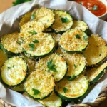 To make Garlic Parmesan Zucchini Chips, you need a few simple ingredients. Here’s what you’ll need to create this tasty snack: - 2 medium zucchinis - 1 cup freshly grated Parmesan cheese - 1 tablespoon garlic powder - 1 teaspoon onion powder - 1 teaspoon dried oregano - 1/2 teaspoon sea salt - 1/4 teaspoon freshly ground black pepper - 1 tablespoon extra virgin olive oil - 1/4 cup panko bread crumbs - Optional garnishes: fresh parsley These ingredients work together to create a crunchy and flavorful snack. The Parmesan cheese gives a rich and savory taste. Garlic powder adds a nice zing, while the dried oregano brings in a hint of earthiness. Each ingredient plays a key role in making these chips truly delightful. For the full recipe, including step-by-step instructions, check out the section on preparation. Enjoy crafting these delicious chips! First, preheat your oven to 225°F (110°C). This low heat helps the chips become crispy. Next, slice the zucchinis into thin rounds, about 1/8 inch thick. Keep them uniform for even cooking. After slicing, pat the zucchini slices dry with paper towels. This step is crucial. It removes excess moisture to ensure a perfect crunch. In a large mixing bowl, combine the following ingredients: - 1 cup freshly grated Parmesan cheese - 1 tablespoon garlic powder - 1 teaspoon onion powder - 1 teaspoon dried oregano - 1/2 teaspoon sea salt - 1/4 teaspoon freshly ground black pepper - 1/4 cup panko bread crumbs Mix well to distribute the seasonings evenly. This blend gives the zucchini chips their rich flavor. Drizzle 1 tablespoon of extra virgin olive oil over the zucchini slices. Toss them gently to coat each slice evenly with oil. This step helps the seasoning stick. Next, dip each slice into the Parmesan mixture. Press down slightly to coat both sides well. Arrange the coated slices on a baking sheet lined with parchment paper. Make sure they are in a single layer to allow for crisping. Now, place the baking sheet in the preheated oven. Bake the zucchini chips for 2 to 2.5 hours. Check frequently for a golden color and crispiness. The longer you bake, the crunchier they will be. If you like, garnish with freshly chopped parsley after baking for added color and flavor. To make your zucchini chips crispy, start by drying the slices well. Zucchini has a lot of water, so patting them dry with paper towels helps remove moisture. This step is key to getting that nice crunch. Next, cut the zucchini into uniform slices, around 1/8 inch thick. This keeps the cooking even. Thicker slices can stay soft while thinner ones get crispy. When serving, think about how to make your chips look great. A rustic basket with parchment paper feels cozy. A colorful plate adds fun to your snack time. Dipping sauces really elevate the experience. I love serving these chips with marinara sauce. It adds a nice flavor and pairs well with the garlic and cheese. Using fresh Parmesan cheese makes a big difference in taste. It gives a rich flavor that pre-grated cheese just can’t match. Fresh herbs also add brightness to your dish. When picking zucchini, look for firm ones with smooth skin. Avoid any that feel soft or have blemishes. Fresh zucchini will give you the best flavor and texture for your chips. For more tips and the full recipe, check out the full recipe. {{image_4}} You can spice things up with a spicy garlic Parmesan twist. Just add cayenne pepper to the cheese mix. This adds a nice kick! If you prefer herbs, try Italian seasoning. It gives the chips a lovely, fragrant taste. You don’t have to stick to Parmesan. Cheddar and mozzarella work well too! They melt nicely and add rich flavor. For a dairy-free option, try using vegan cheese. There are many good brands that melt well and taste great. You can easily make more or less of these chips. Just adjust the amount of zucchini and cheese based on how many people you serve. If you double the recipe, the cooking time stays the same, but smaller batches may cook faster. Always check for that perfect crispiness! To keep your garlic Parmesan zucchini chips fresh, use an airtight container. Place parchment paper between layers to avoid sticking. This method keeps chips crispy and prevents moisture buildup. I recommend glass or plastic containers with tight-fitting lids. Avoid using paper bags, as they can cause sogginess. To reheat your zucchini chips, preheat the oven to 350°F (175°C). Arrange the chips in a single layer on a baking sheet. Bake for about 5-10 minutes until they regain their crispiness. Avoid microwaving, as this can make them soggy. If you want extra crunch, use an air fryer for a few minutes. These chips store well for about 2-3 days at room temperature. If you keep them in the fridge, they can last up to a week. Always check for signs of freshness. Look for any moisture or a change in texture. If they feel soft or look discolored, it’s best to toss them. Enjoy them while they’re still crispy! For the full recipe, check the earlier section. Yes, you can use other vegetables. Carrots and sweet potatoes work well. They add great flavor and crunch. Eggplants and beets are also good choices. Cut them thin, just like zucchini. Bake them the same way for tasty results. To make these chips healthier, try using less cheese. You can also cut back on oil. Use cooking spray instead of pouring olive oil. Choose whole grain or gluten-free breadcrumbs for a lighter option. Adding herbs can boost flavor without extra calories. If you don’t have panko, use regular bread crumbs. Crush some crackers or cornflakes for a crunchy topping. Use oats for a gluten-free option. Just ensure they are dry and crunchy for the best texture. No, it is not necessary to peel zucchini. The skin adds color and nutrients. If you prefer a softer texture, feel free to peel it. Both options will taste great, so choose what you like best. Yes, you can prepare these chips ahead of time. Slice and season the zucchini, then store it in the fridge. Bake them when you’re ready to enjoy. For leftovers, store them in an airtight container for up to three days. These chips pair well with many dips. Marinara sauce brings a nice contrast. Try ranch dressing for a creamy dip. Hummus adds a healthy twist. You can also use yogurt-based dips for a refreshing option. This blog post showed how to make delicious Garlic Parmesan Zucchini Chips. With simple ingredients, you learned to prepare, bake, and enjoy this healthy snack. Remember, using fresh produce can elevate your dish. Experiment with flavors and garnishes to create your own twist. Storing and reheating leftovers correctly helps maintain their crunch. I hope you feel inspired to try this recipe or variations. Happy cooking!